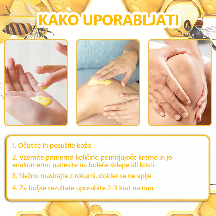 ArthroFree™ 🐝Zdravilna krema za artritis z čebeljim strupom in kurkumo - posebej oblikovana za zdravljenje ortopedskih bolezni in bolečin v sklepih 🍀