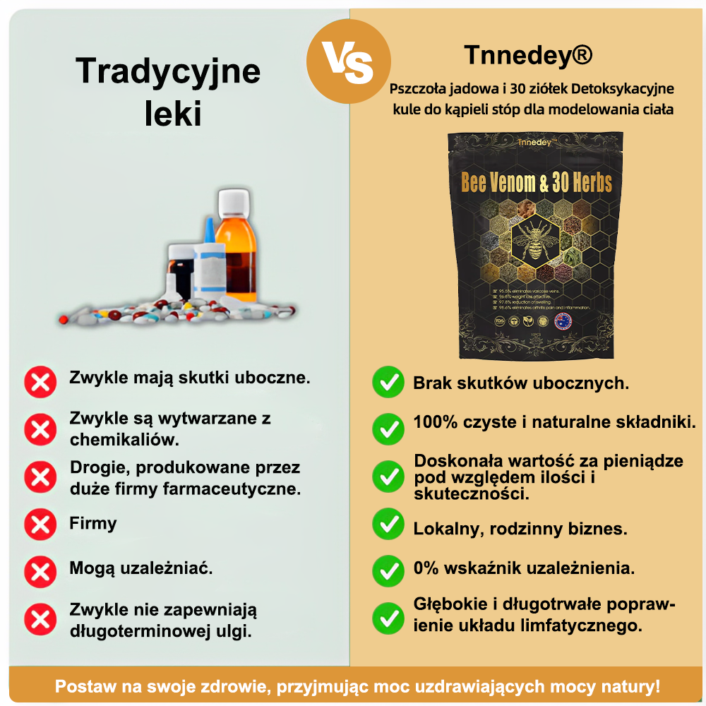 Ostatni dzień na 80% ZNIŻKI: 🌿 Tnnedey® 🌿 Kremowa terapia z jadem pszczelim i 30-częściowe detoksykacyjne kulki do kąpieli stóp dla modelowania sylwetki - Polecane przez Amerykańską Akademię Limfatyczną (ALA)