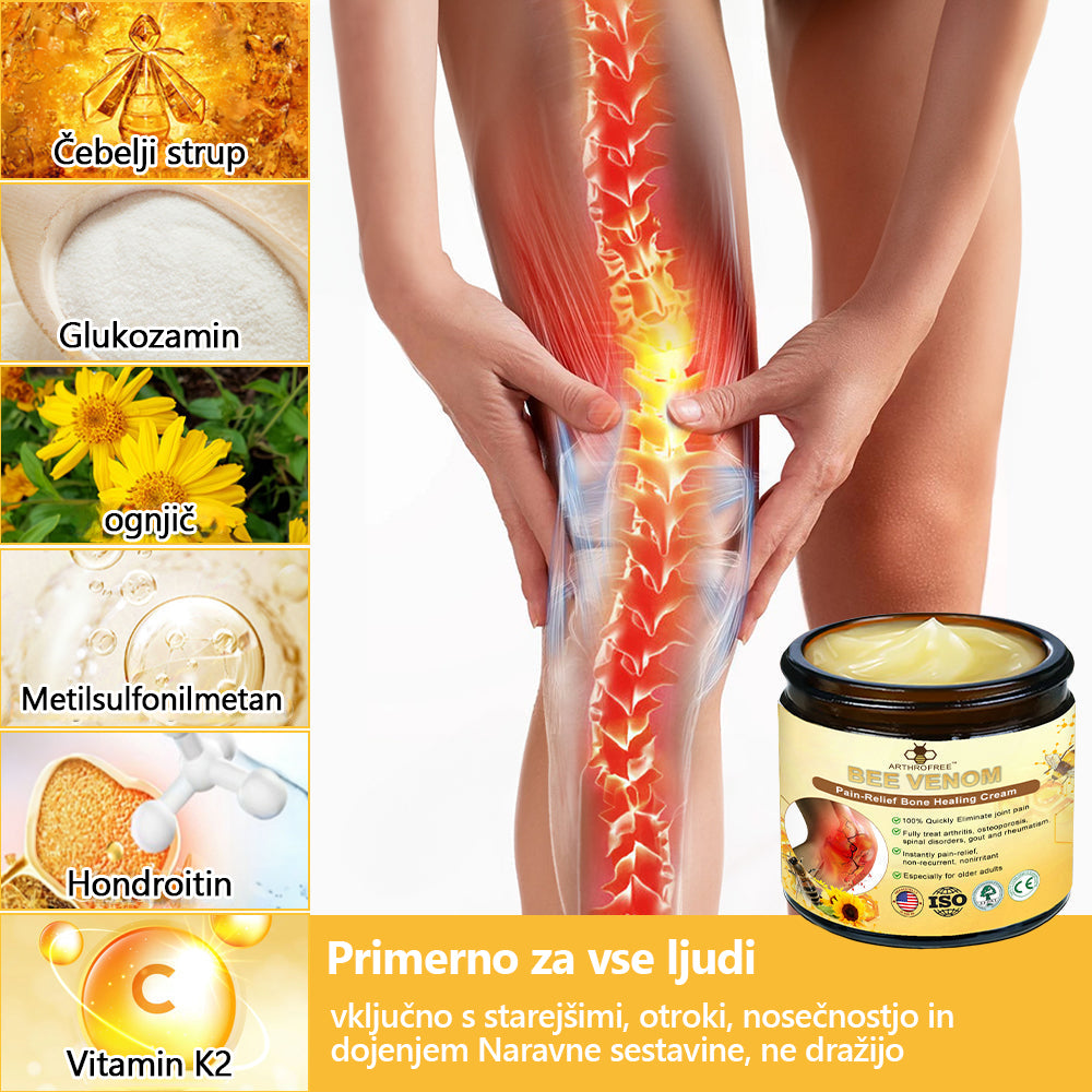 ArthroFree™ 🐝Zdravilna krema za artritis z čebeljim strupom in kurkumo - posebej oblikovana za zdravljenje ortopedskih bolezni in bolečin v sklepih 🍀