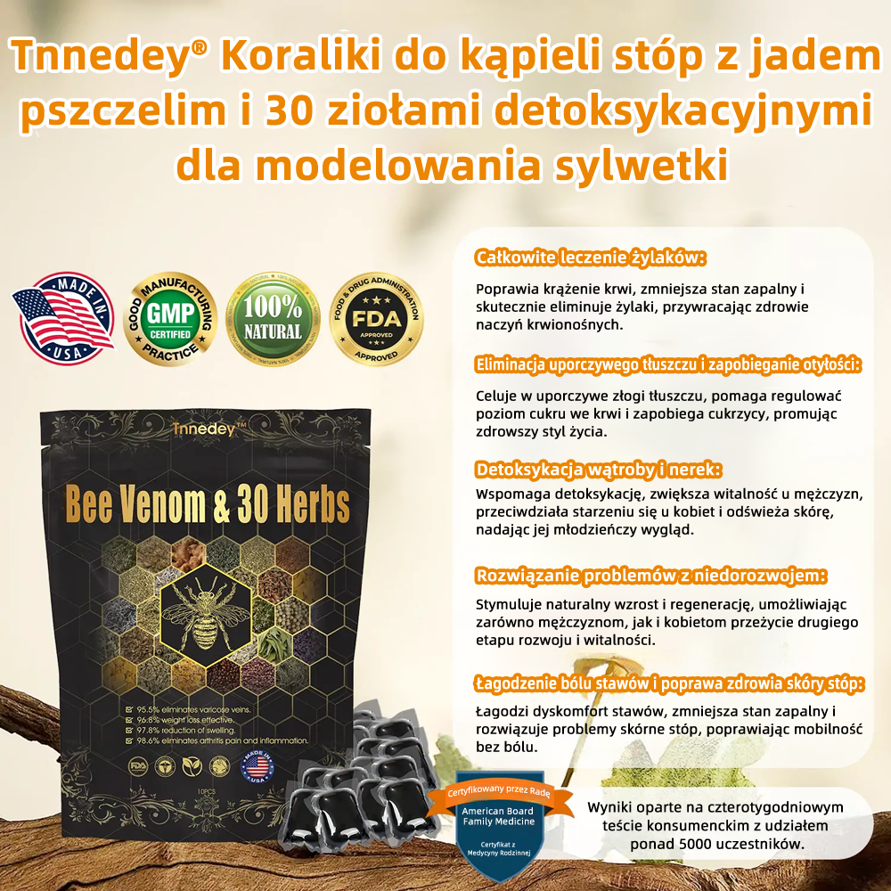 Ostatni dzień na 80% ZNIŻKI: 🌿 Tnnedey® 🌿 Kremowa terapia z jadem pszczelim i 30-częściowe detoksykacyjne kulki do kąpieli stóp dla modelowania sylwetki - Polecane przez Amerykańską Akademię Limfatyczną (ALA)